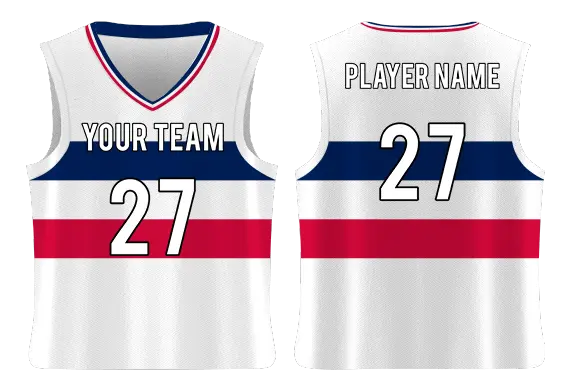 Classic Blue White Red Stripe Basketball Jersey